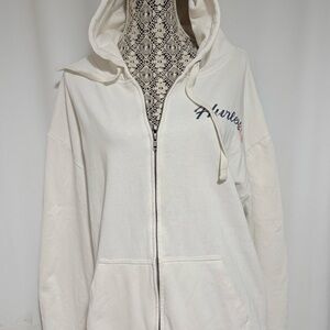 Women’s Plus Sz 1X Hurley Logo Surfer Zipper Hoodie Long Sleeve White Knit